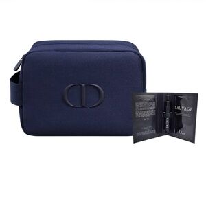 Dior Sauvage Navy Blue Men's Toiletry Pouch Travel Case Bag CD Logo Zipped NEW